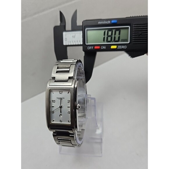 Kenneth Cole KC3142 Rectangular Stainless 50m Date Slim Quartz New Battery Mens - Picture 6 of 11